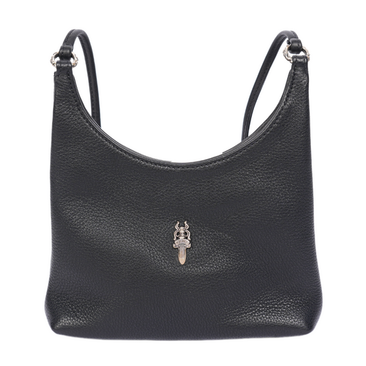 CHROME HEARTS BLACK LEATHER VIV DAGGER SHOULDER BAG