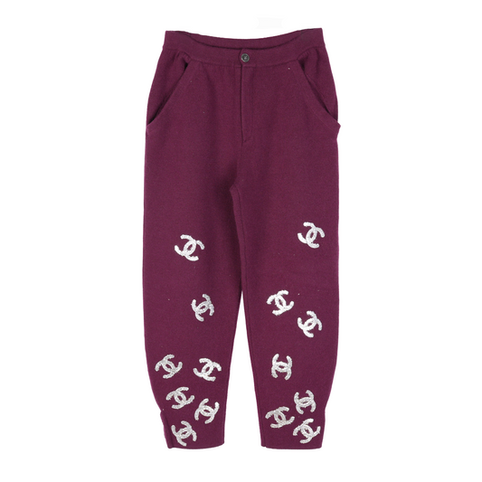 CHANEL GLITTER LOGO SWEATPANTS