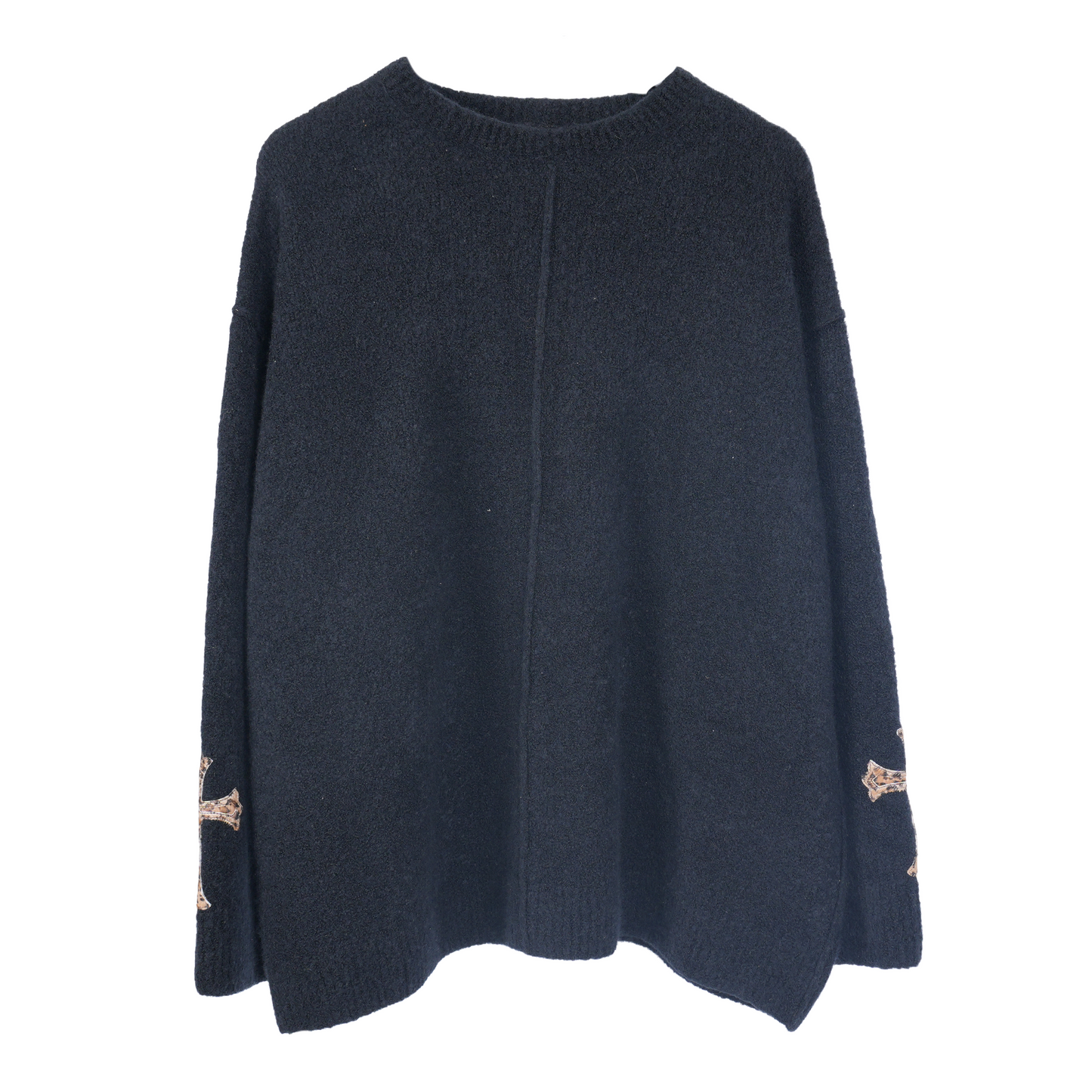 CHROME HEARTS CASHMERE SWEATER WITH LEAPOARD CROSS PATCH