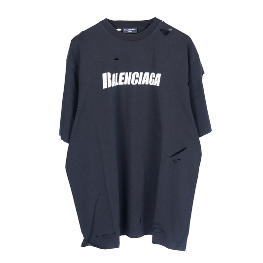 BALENCIAGA BLACK DESTROYED TEE