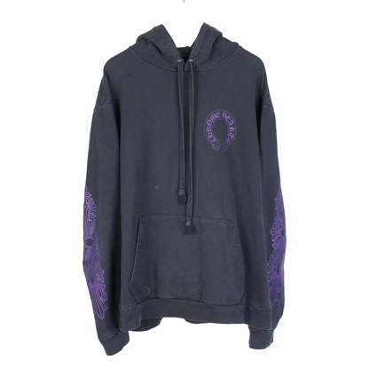 CHROME HEARTS FNF PURPLE LOGO FLEUR SLEEVE HOODIE