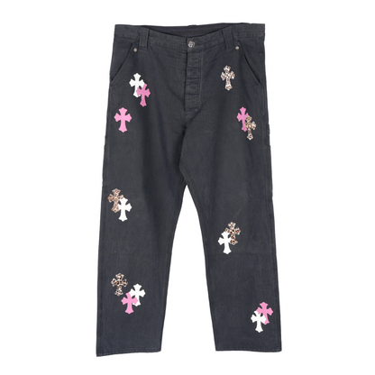 CHROME HEARTS 1 OF 1 CUSTOM ORDER HERRINGBONE PATCH PANTS