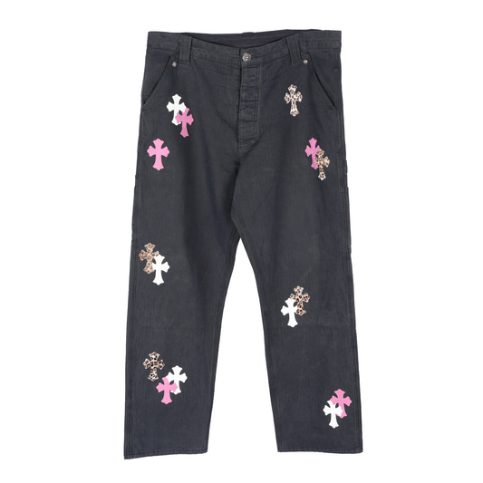 CHROME HEARTS 1 OF 1 CUSTOM ORDER HERRINGBONE PATCH PANTS