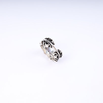 DOUBLE FLORAL CROSS HEART RING