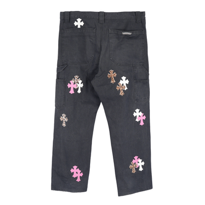 CHROME HEARTS 1 OF 1 CUSTOM ORDER HERRINGBONE PATCH PANTS