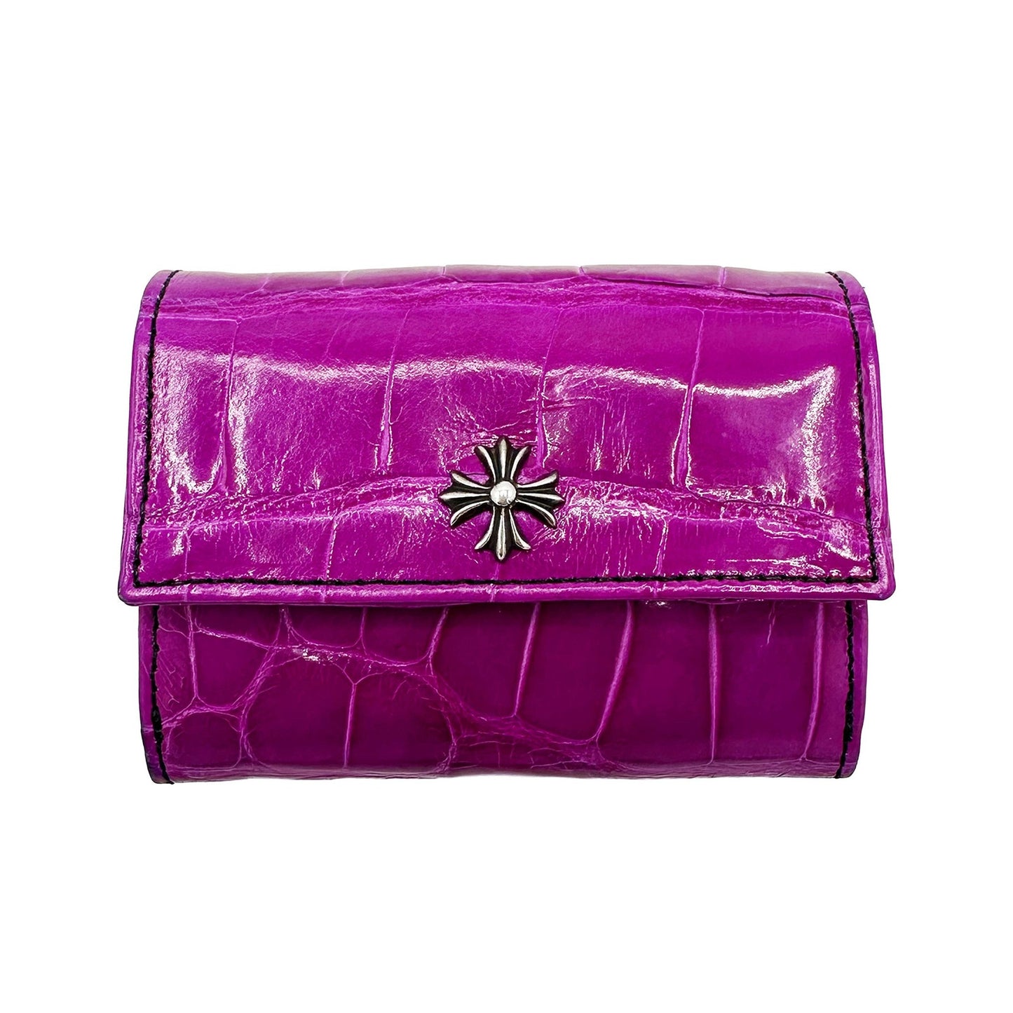 CHROME HEARTS EXOTIC PINK CROCODILE LEATHER WALLET SNAP