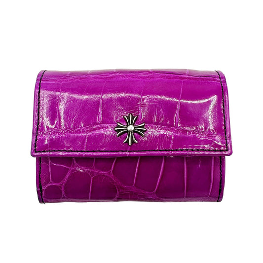 CHROME HEARTS EXOTIC PINK CROCODILE LEATHER WALLET SNAP