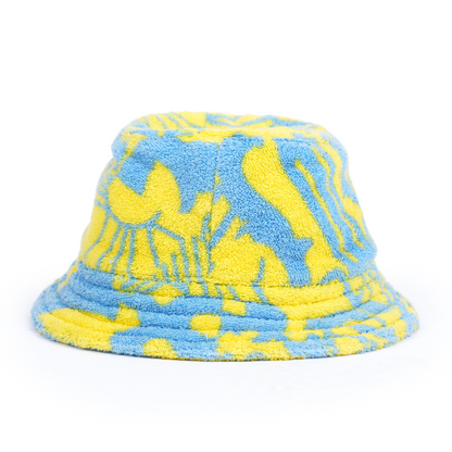 CHROME HEARTS YELLOW AND BLUE WHITE PATCH TOWEL BUCKET HAT
