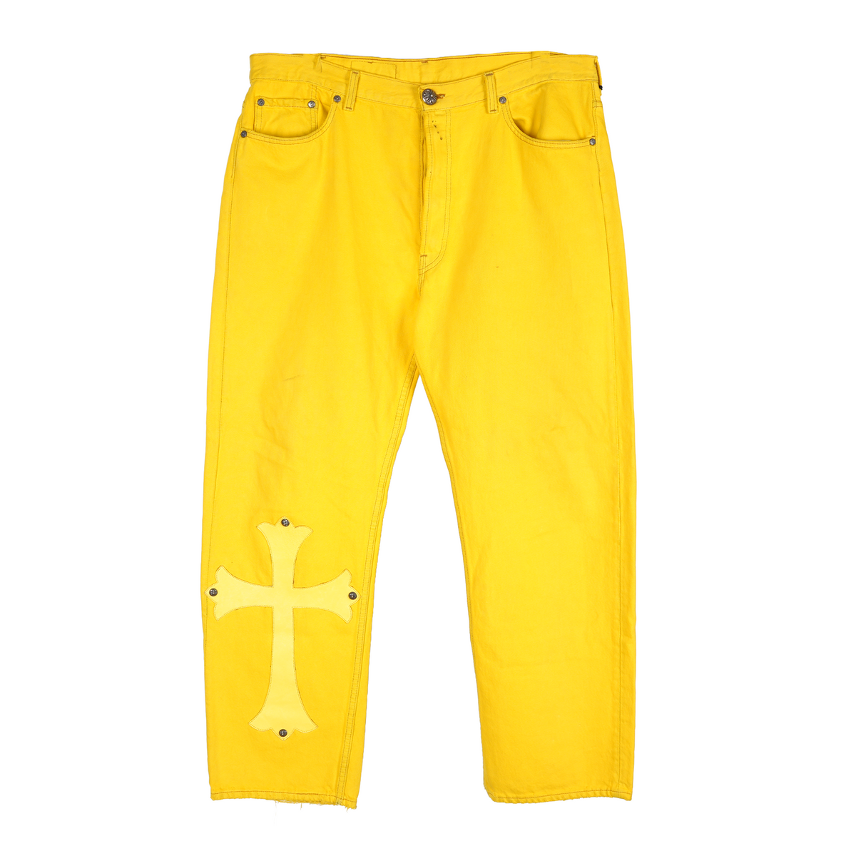 CHROME HEARTS FLOODED YELLOW PATCH DENIM