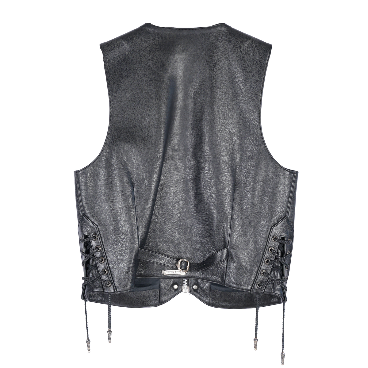 CHROME HEARTS PLAIN BLACK LEATHER VEST SIZE LARGE
