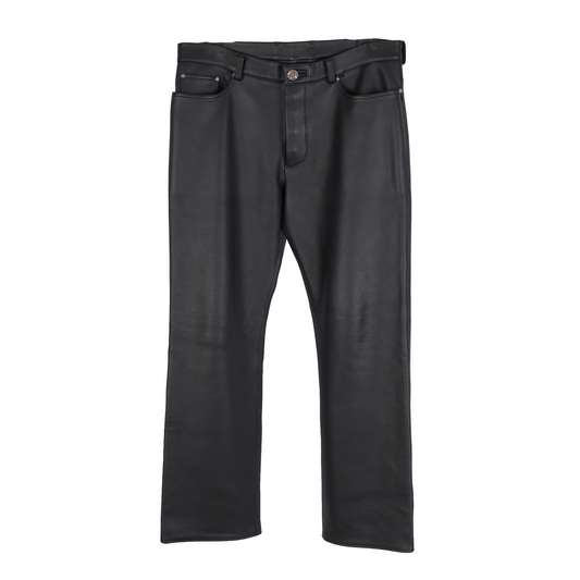CHROME HEARTS HEAVY BLACK LEATHER KNEE PANTS