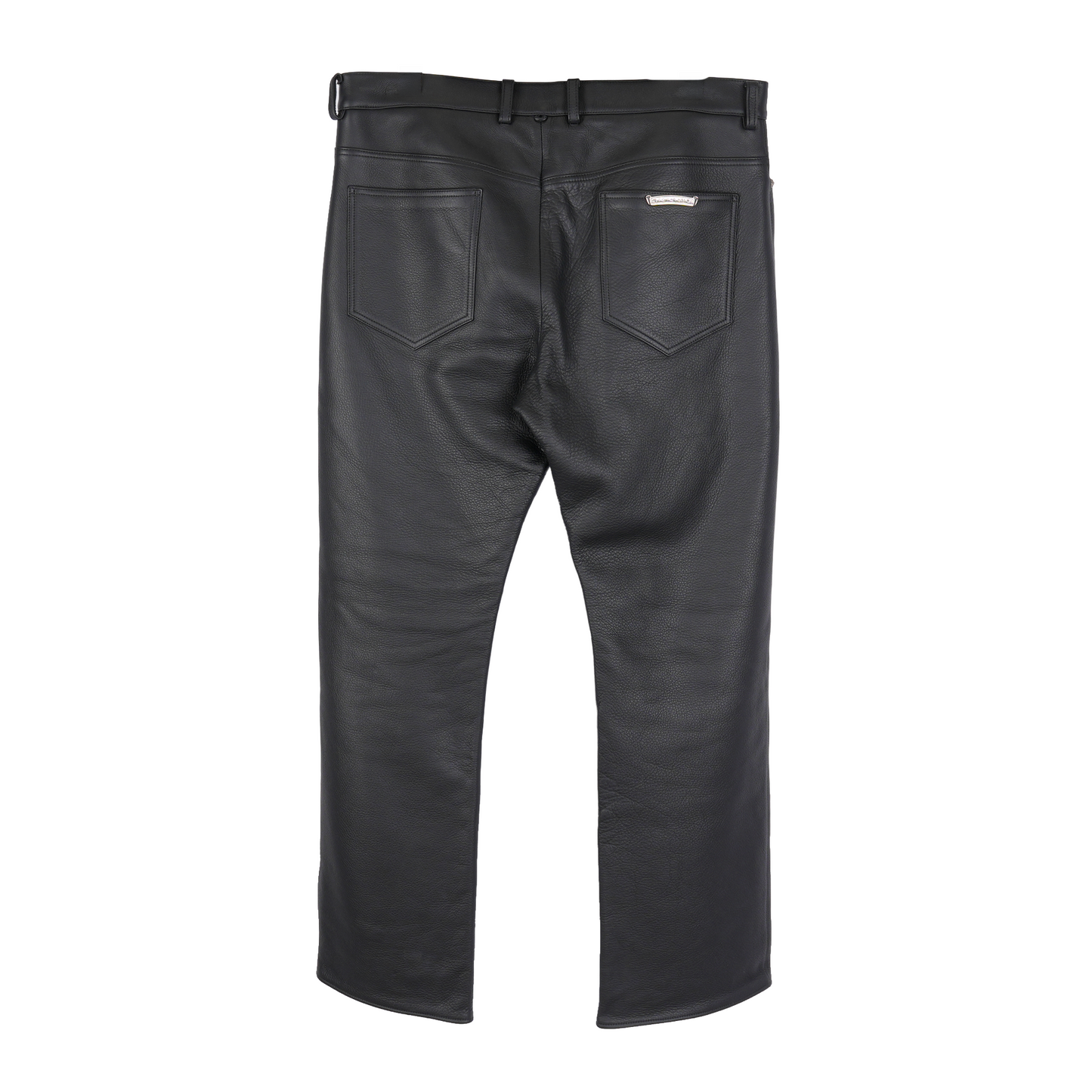 CHROME HEARTS HEAVY BLACK LEATHER KNEE PANTS