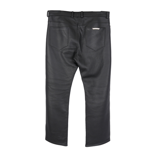 CHROME HEARTS HEAVY BLACK LEATHER KNEE PANTS