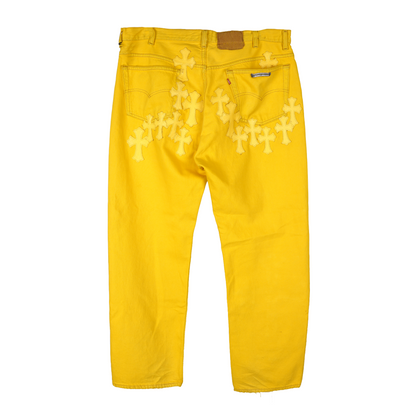 CHROME HEARTS FLOODED YELLOW PATCH DENIM