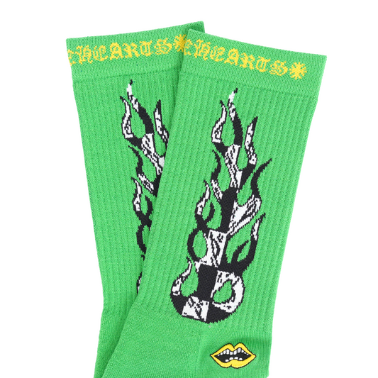 CHROME HEARTS MATTY BOY GREEN FLAME SOCKS