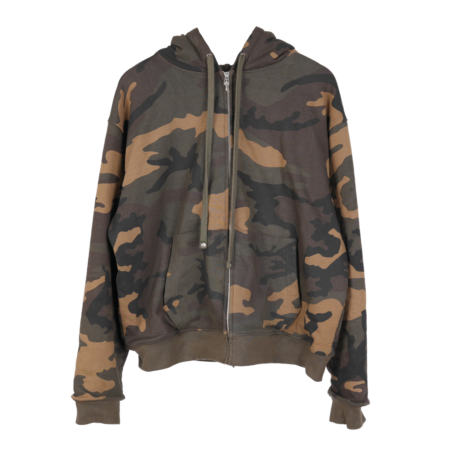 CHROME HEARTS CAMO LEATHER PATCH ZIP UP HOODIE SWEATSHIRT