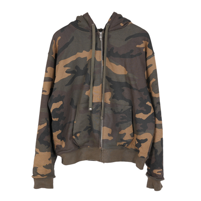 CHROME HEARTS CAMO LEATHER PATCH ZIP UP HOODIE SWEATSHIRT