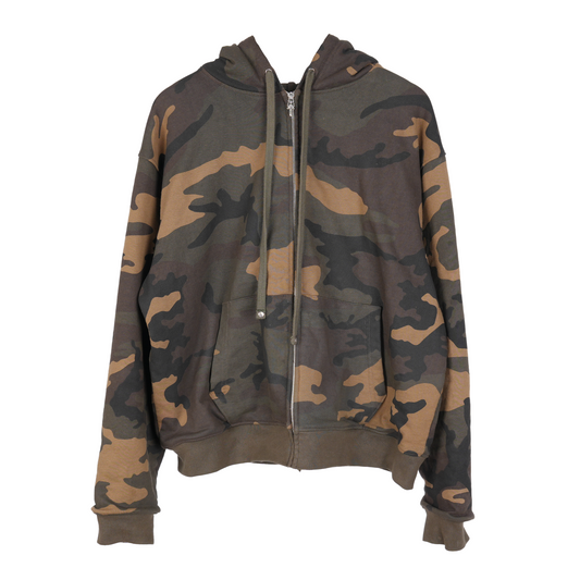 CHROME HEARTS CAMO LEATHER PATCH ZIP UP HOODIE SWEATSHIRT