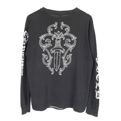 CHROME HEARTS 1990'S BLACK VINTAGE MAXFIELD LONG SLEEVE VINE DAGGER T-SHIRT
