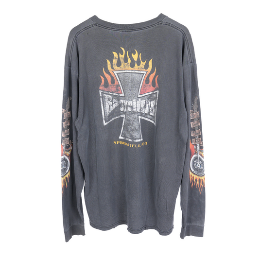 VINTAGE EASYRIDERS FADED FLAMES POCKET LONG SLEEVE TEE