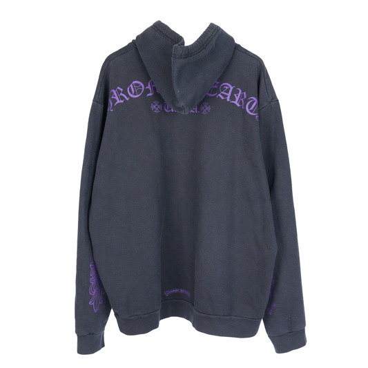 CHROME HEARTS FNF PURPLE LOGO FLEUR SLEEVE HOODIE