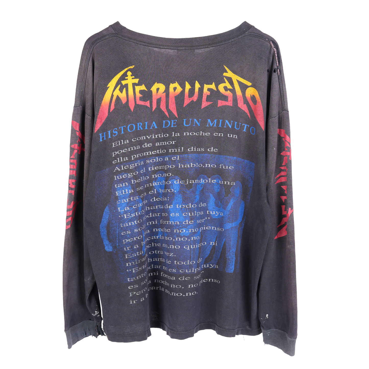 Vintage Interpuesto HISTORIA DE UN MINUTO LONG SLEEVE BAND T-SHIRT