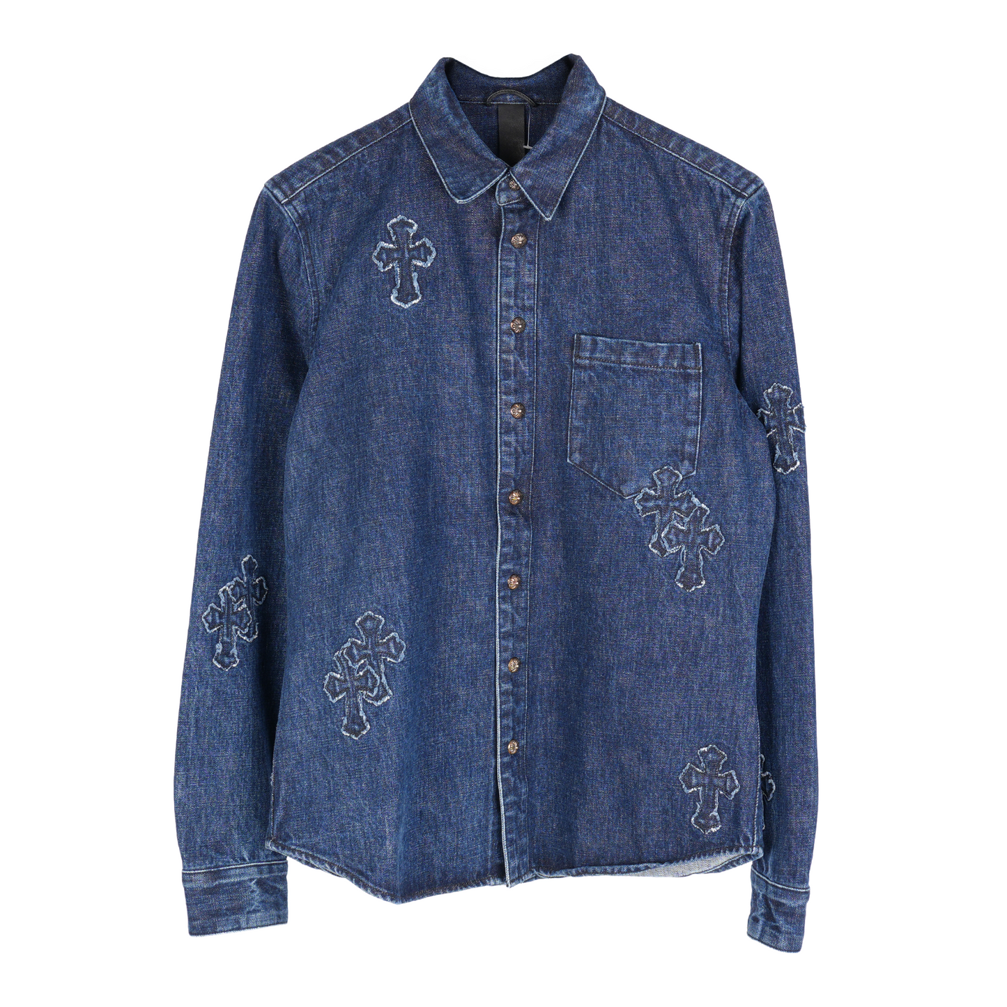 CHROME HEARTS DENIM CROSS PATCH DENIM SHIRT