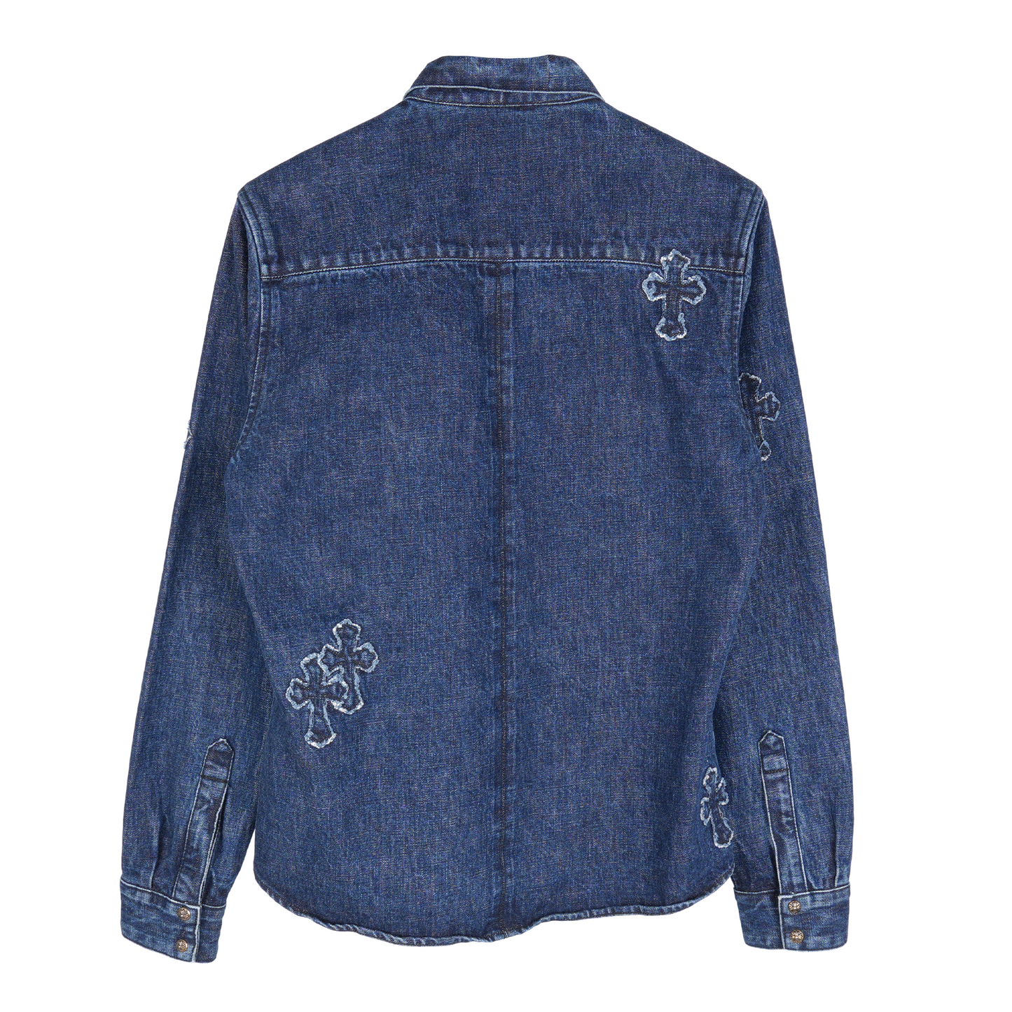 CHROME HEARTS DENIM CROSS PATCH DENIM SHIRT