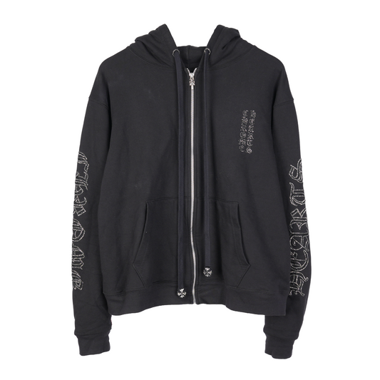 CHROME HEARTS SEQUIN LARGE CROSS PARIS COUTOURE ZIP UP HOODIE