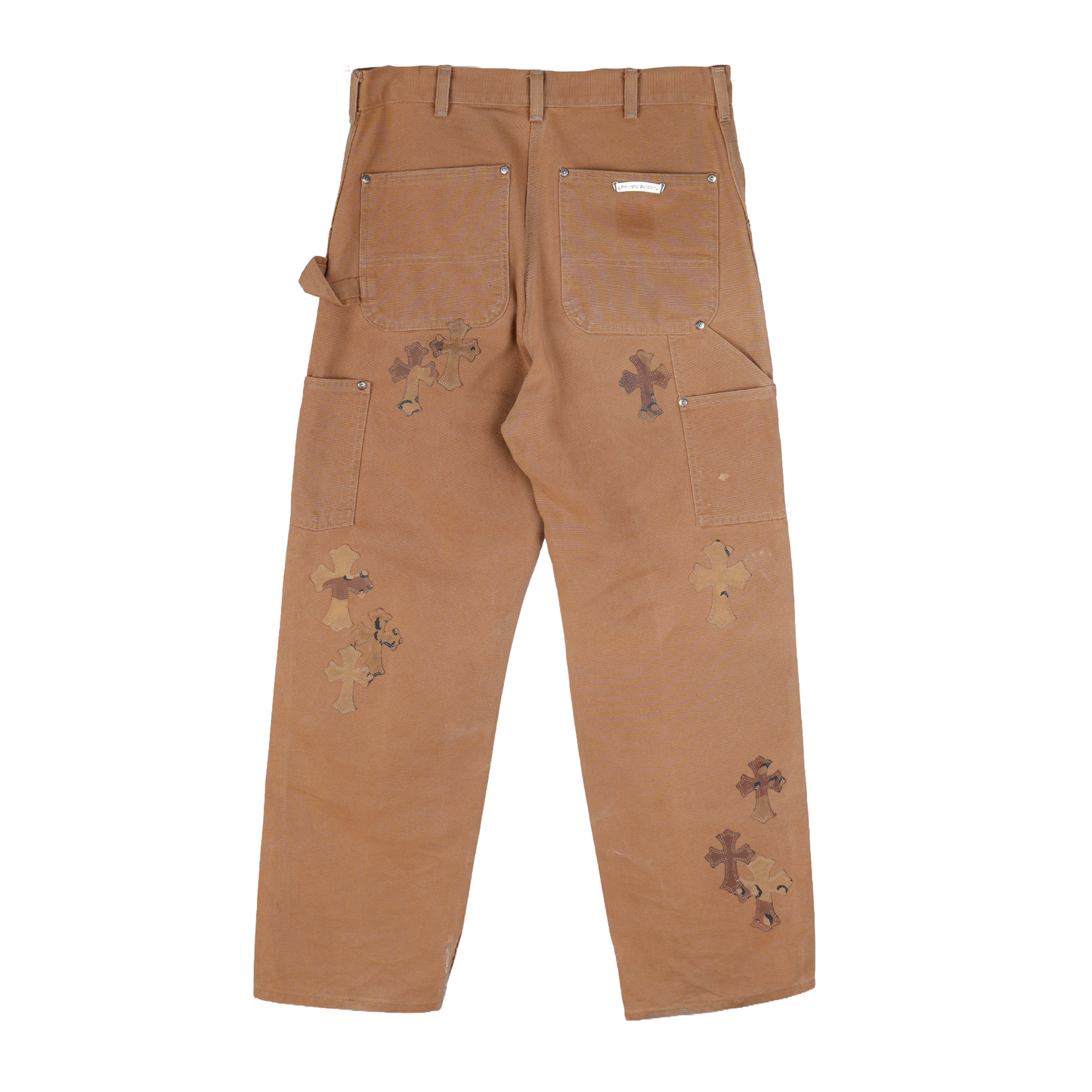 CHROME HEARTS DOUBLE KNEE SEX BROWN CAMO PATCH PANTS