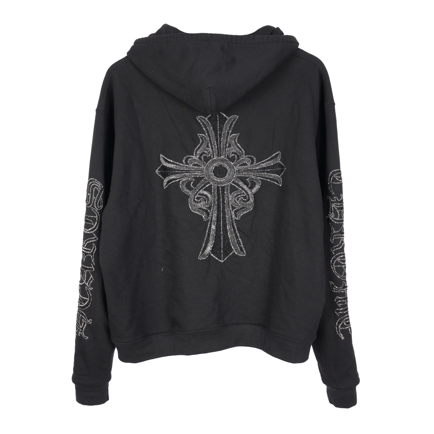 CHROME HEARTS SEQUIN LARGE CROSS PARIS COUTOURE ZIP UP HOODIE