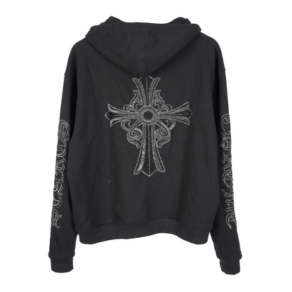 CHROME HEARTS SEQUIN LARGE CROSS PARIS COUTOURE ZIP UP HOODIE