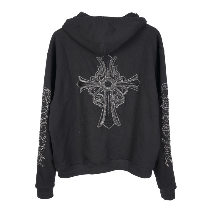 CHROME HEARTS SEQUIN LARGE CROSS PARIS COUTOURE ZIP UP HOODIE