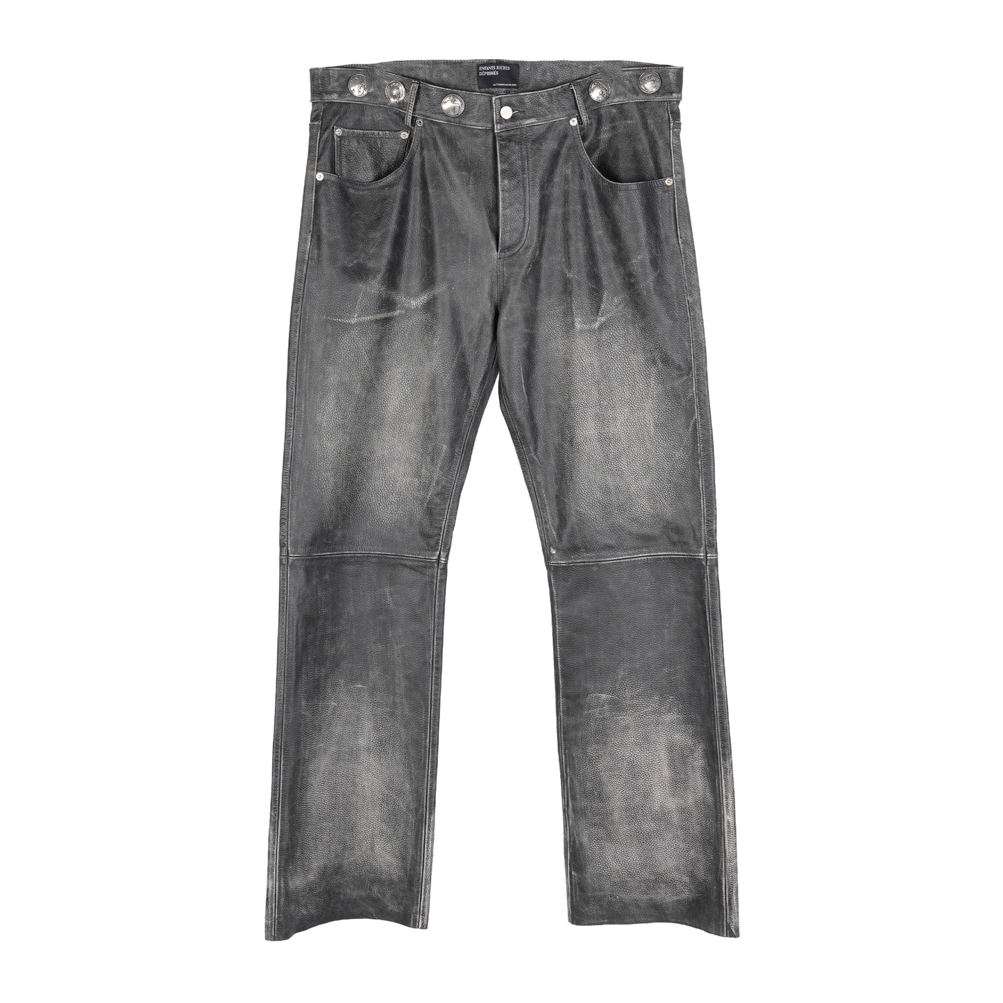 ERD Distressed Leather Flared Pants