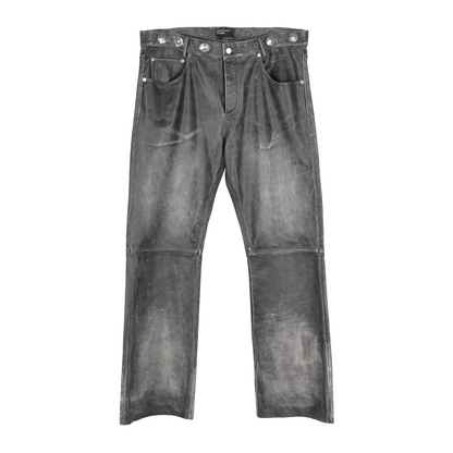 ERD Distressed Leather Flared Pants