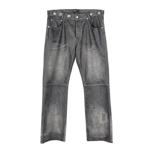 ERD Distressed Leather Flared Pants