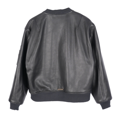 CHROME HEARTS ON TARGET CH PATCH LEATHER BOMBER JACKET