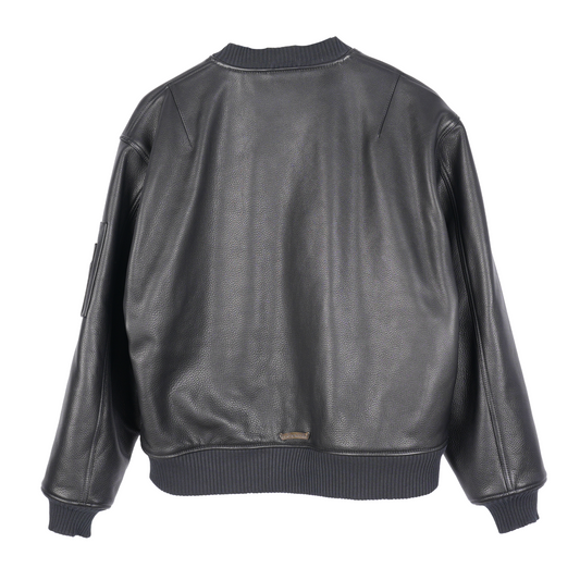 CHROME HEARTS ON TARGET CH PATCH LEATHER BOMBER JACKET
