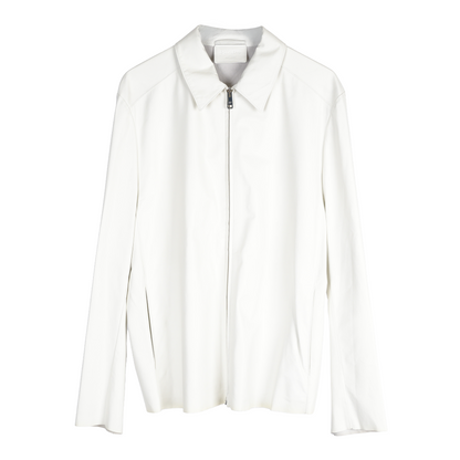 PRADA FULL CALFSKIN WHITE LEATHER JACKET 2023