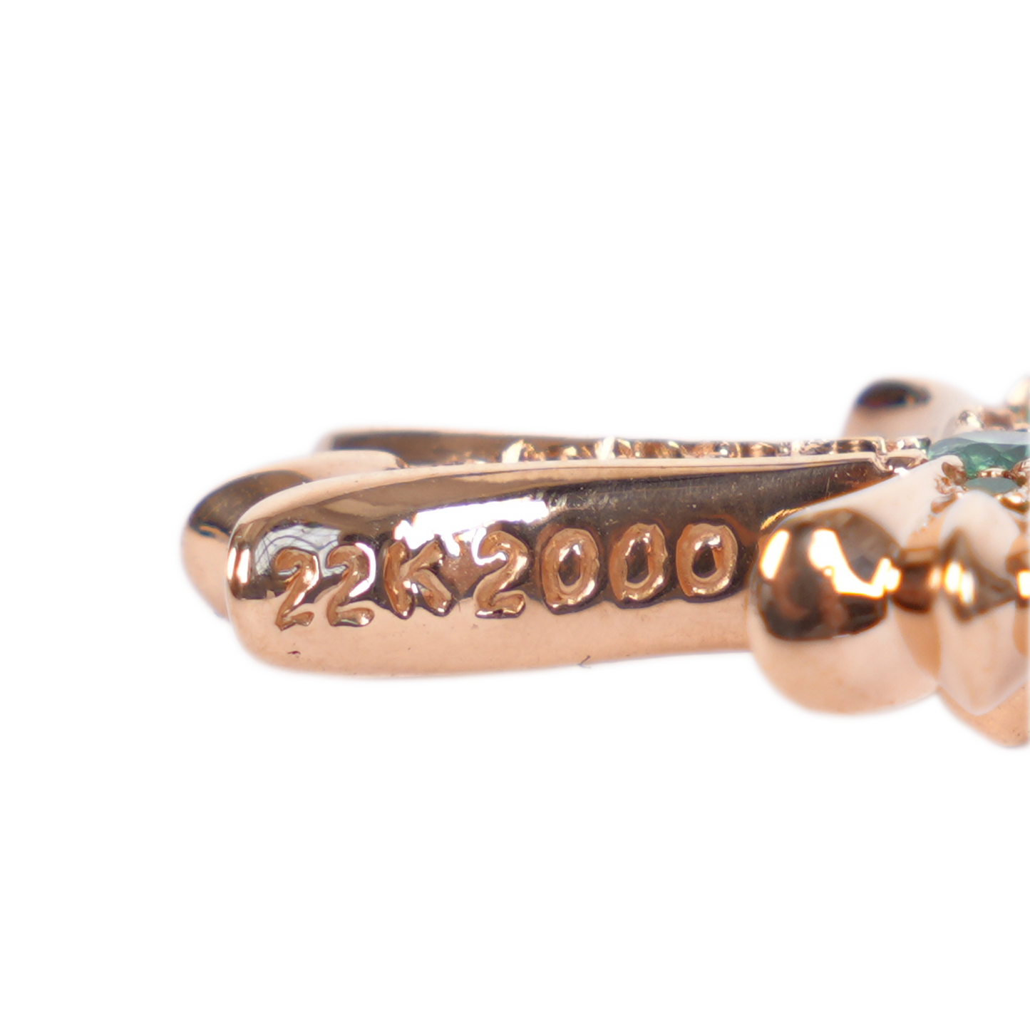 CHROME HEARTS GOLD TINY CROSS WITH EMERALDS