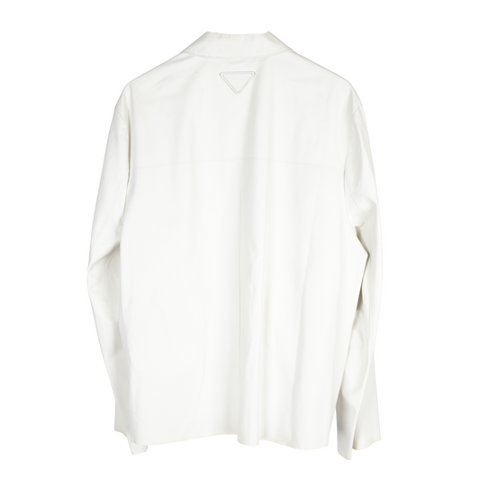 PRADA FULL CALFSKIN WHITE LEATHER JACKET 2023