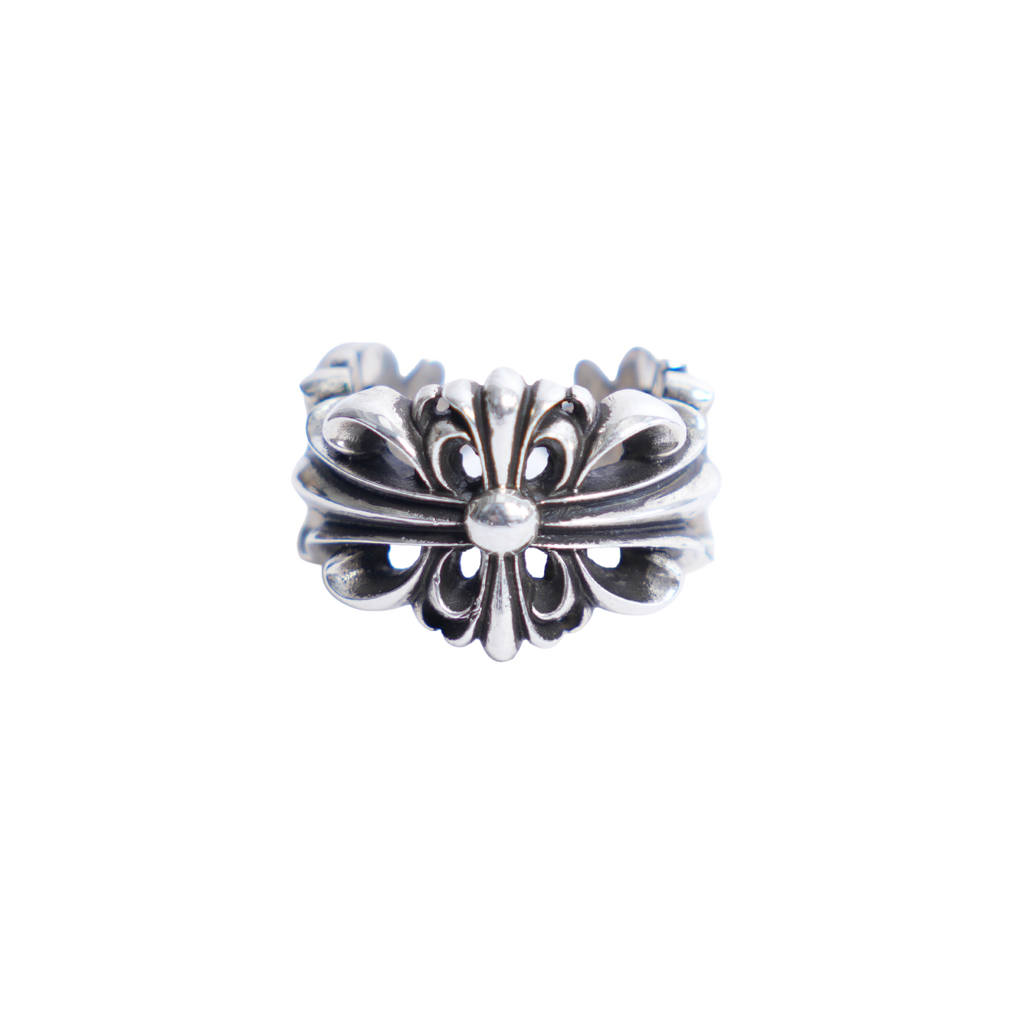CHROME HEARTS DOUBLE FLORAL CROSS RING
