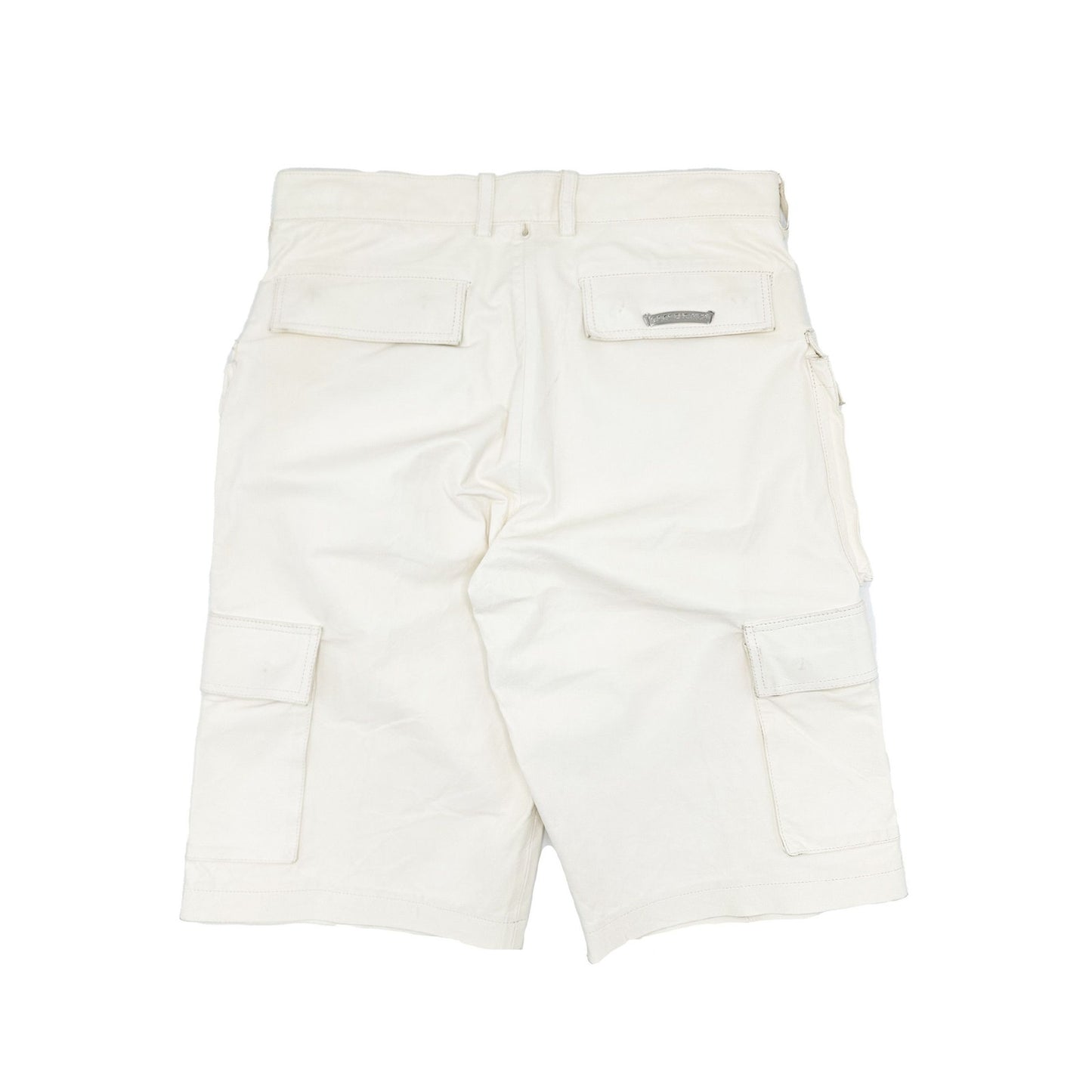 CHROME HEARTS WHITE LEATHER CARGO SHORTS