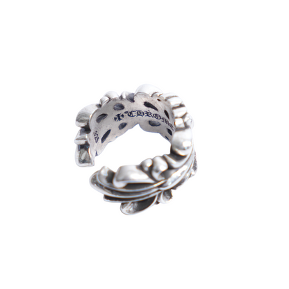 CHROME HEARTS DOUBLE FLORAL CROSS RING