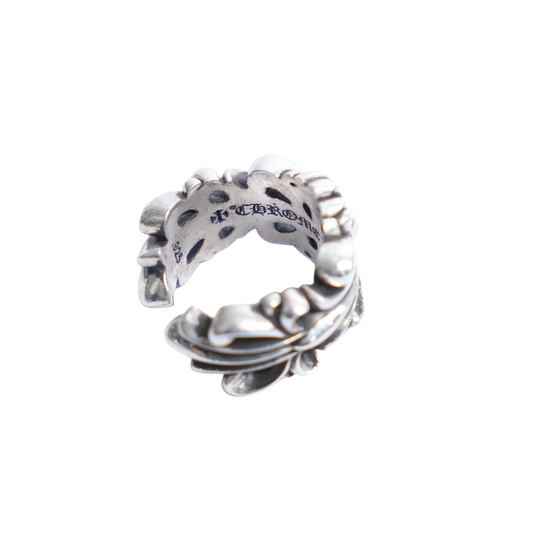 CHROME HEARTS DOUBLE FLORAL CROSS RING