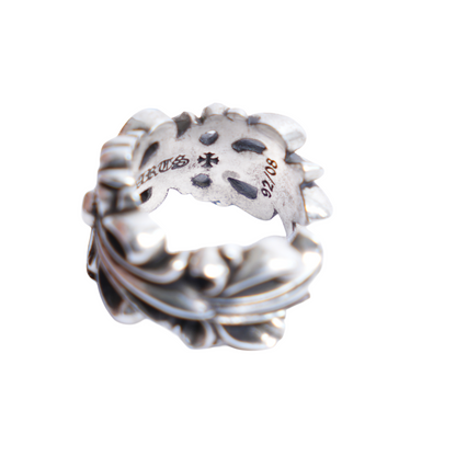 CHROME HEARTS DOUBLE FLORAL CROSS RING