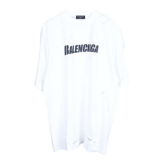 BALENCIAGA WHITE DESTROYED TEE