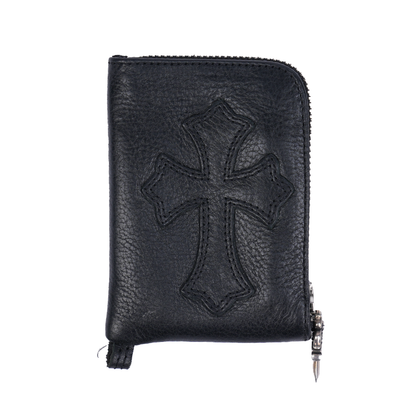 CHROME HEARTS BLACK ZIP CROSS PATCH WALLET