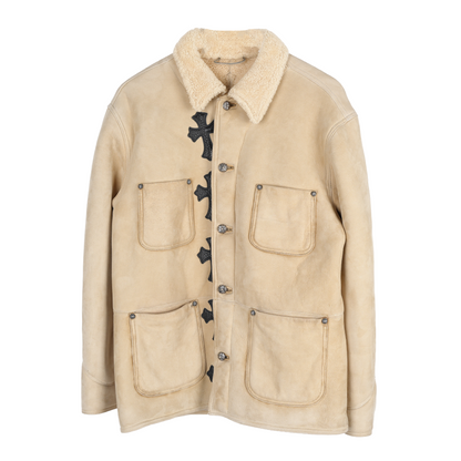 CHROME HEARTS 1 OF 1 CROSS PATCH SHEARLING JACKET