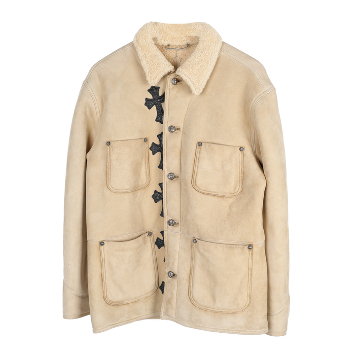 CHROME HEARTS 1 OF 1 CROSS PATCH SHEARLING JACKET